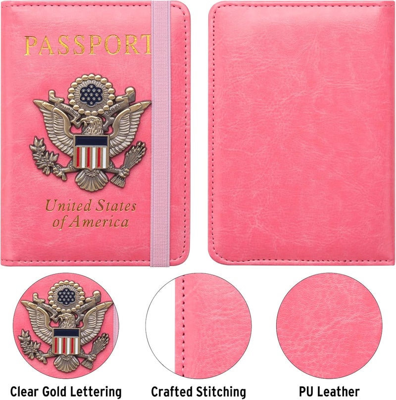 FACATH Premium Passport Holder for Travel, RFID Blocking Passport Cover Slim, Durable & Travel-Friendly, Passport Wallet Keep Your Documents Safe & Organized (Pink) - Image 4